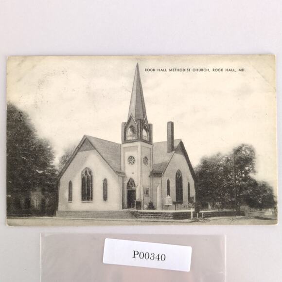 Rock Hall Methodist Church Maryland Vintage Postcard 1954 B&W A Local View - Picture 1 of 2
